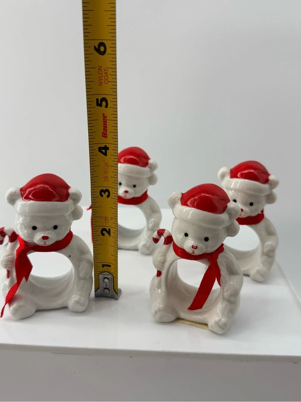 Holiday Bear Napkin Rings in Red and White - Set of 4